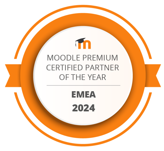 Badge - Moodle Awards - Moodle Premium Certified Partner Of The Year  - EMEA Region 2024